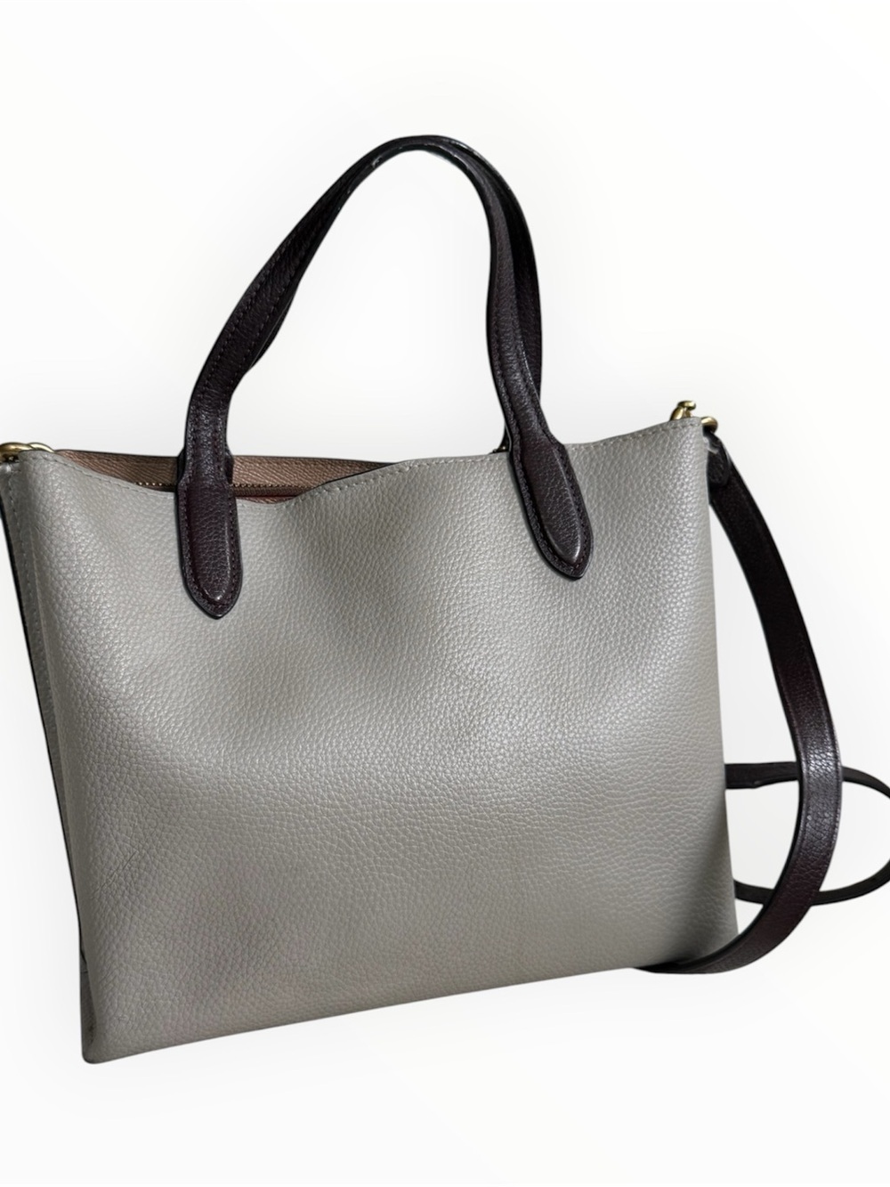 COACH Willow tote bag grey leather gold hardware - Picture 2 of 14